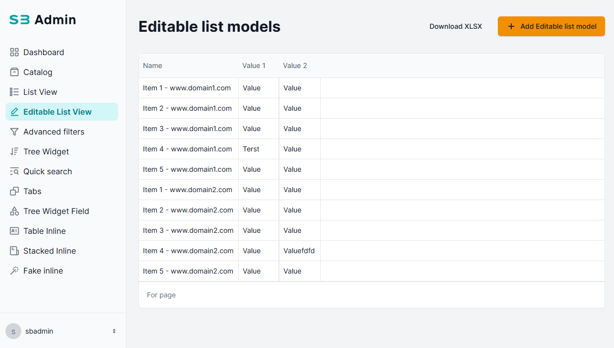 Editable list view